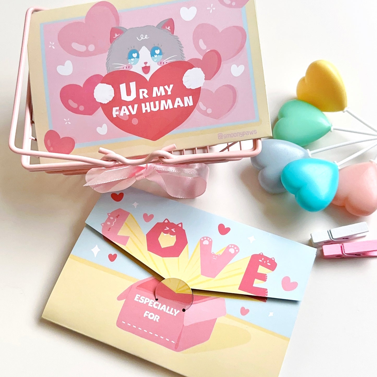 U R My Favourite Human - Cat Envelope Shaped Greeting Card