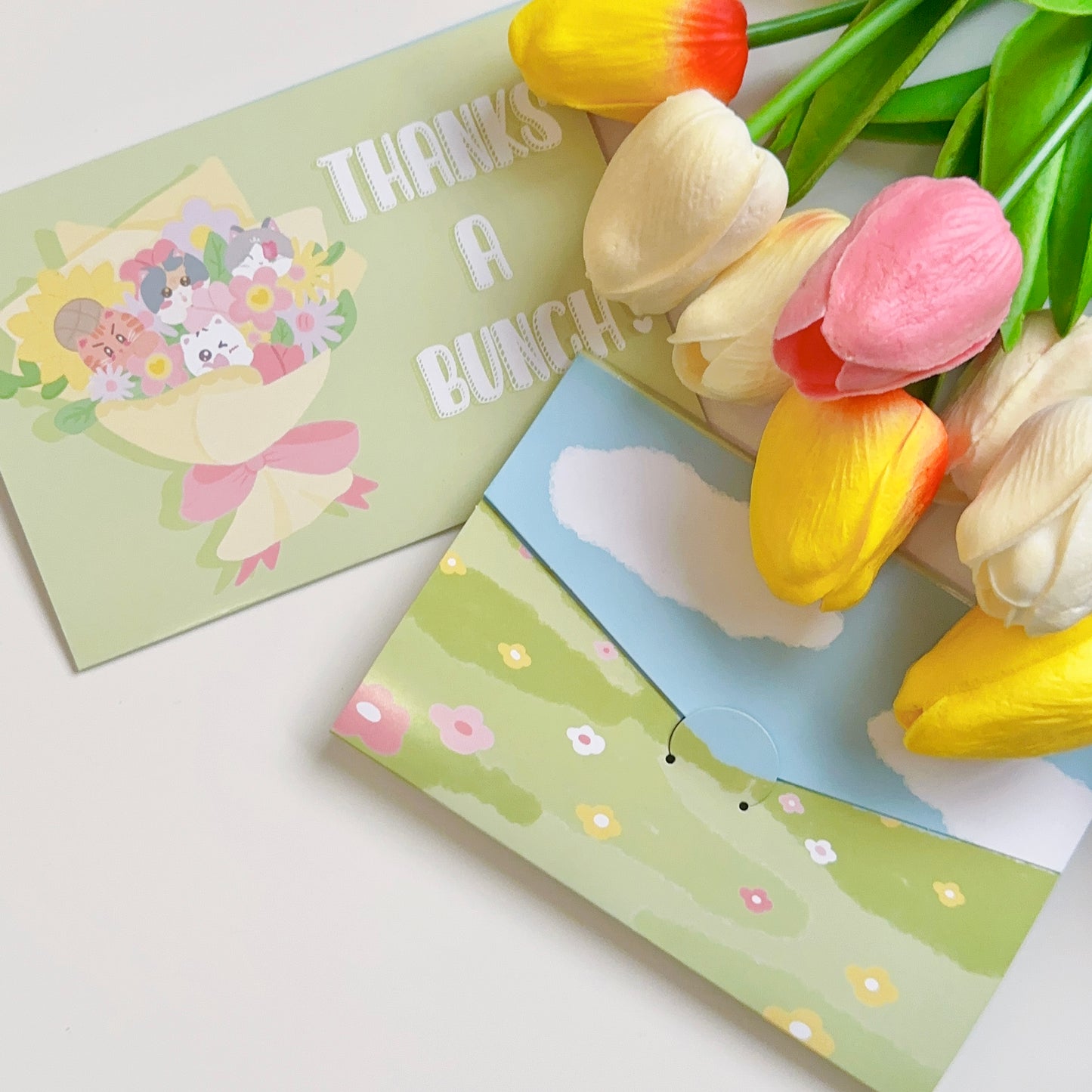Thanks a bunch - Cat Envelope Shaped Greeting Card