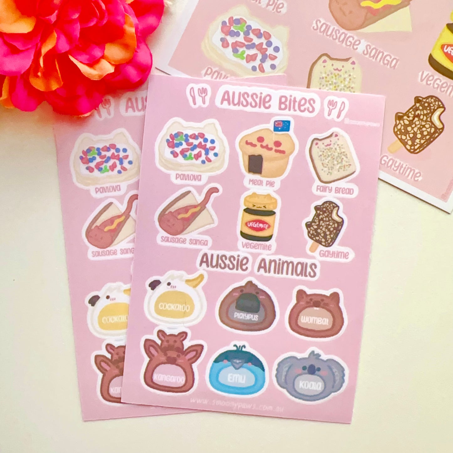 Aussie Food & Animals | Cute Cat Sticker Sheet | Bullet Journal, Planner, Scrapbook, Water Bottle, Laptop Decal, Animal Stickers