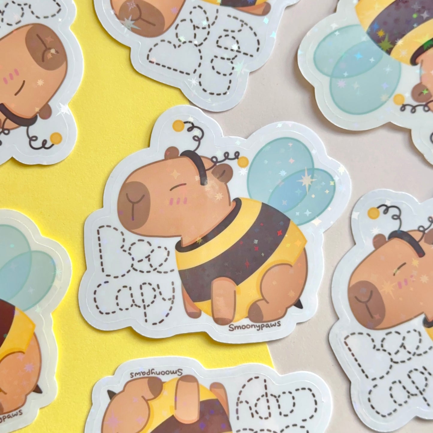 Bee Capy | Cute Cat Sticker Flake | Laptop, Water Bottle Decal, Bullet Journal, Scrapbook, Planners, Animal Sticker