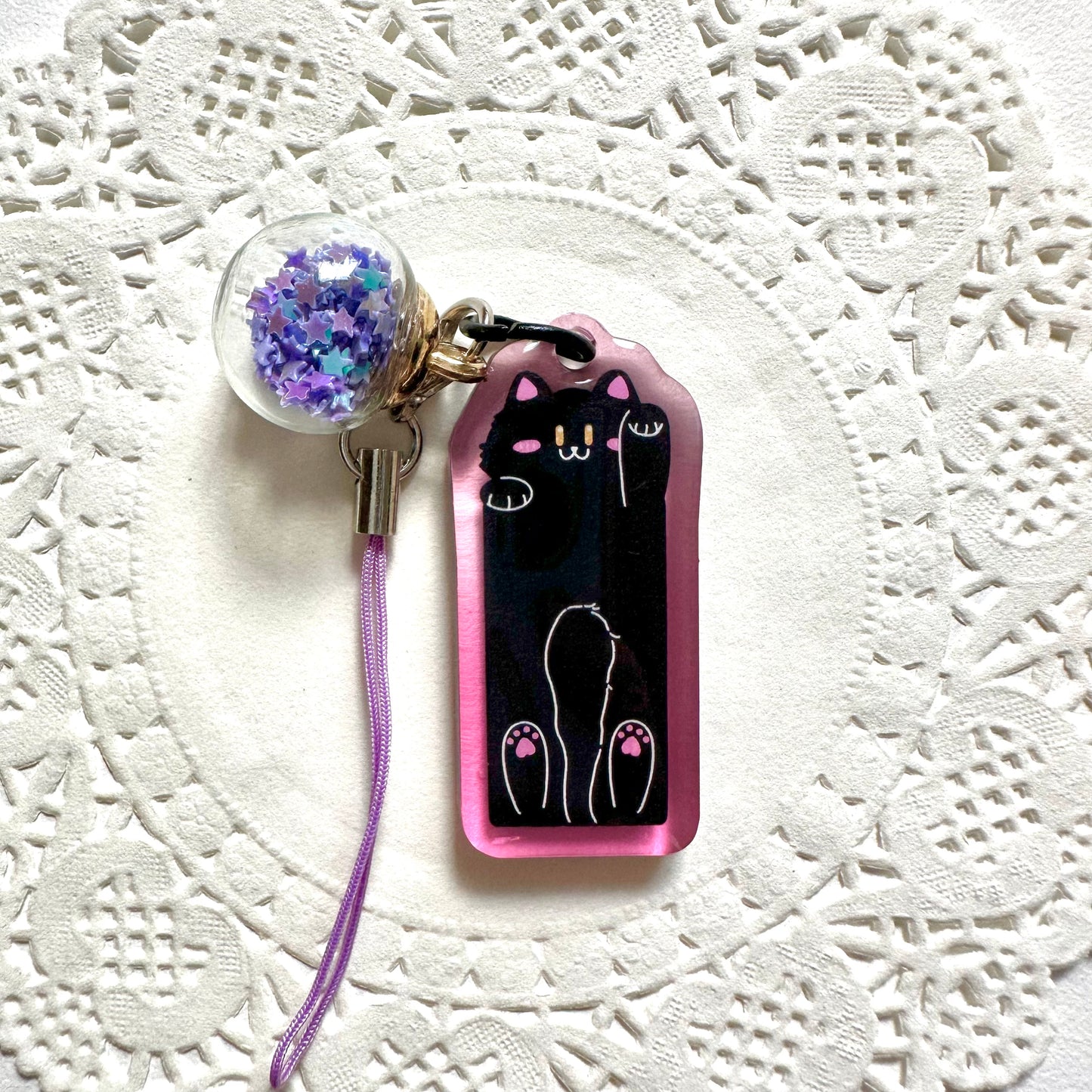 Cat-Shaped Acrylic Keychain | Cute Cat Keychain | Kawaii acrylic charm, Aesthetic accessories, Double Sided, Animal Keyring