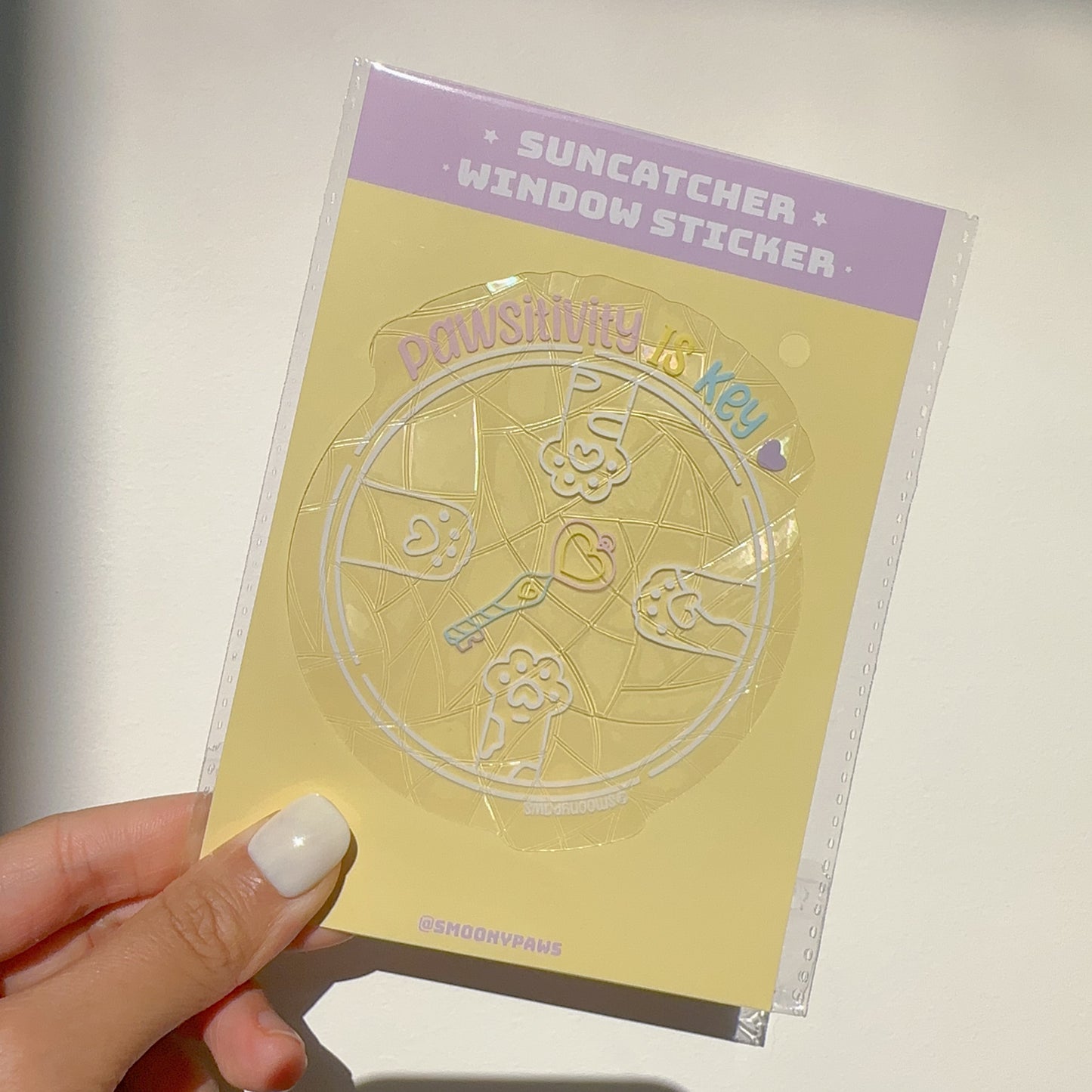 Pawsitivity Is Key Cute Cat Sun Catcher
