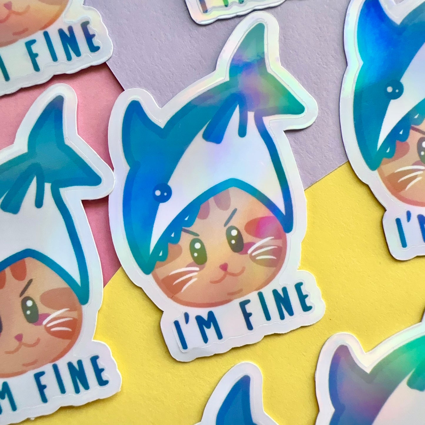I'm Fine | Cute Cat Sticker Flake | Laptop, Water Bottle Decal, Bullet Journal, Scrapbook, Planners, Animal Sticker