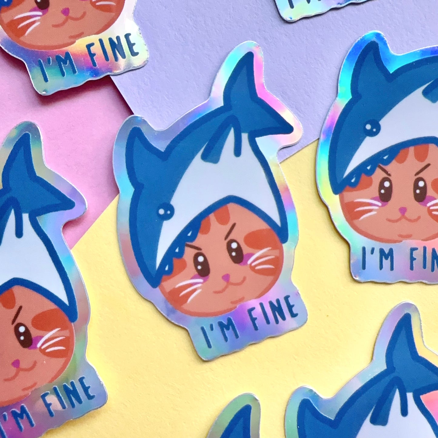 I'm Fine | Cute Cat Sticker Flake | Laptop, Water Bottle Decal, Bullet Journal, Scrapbook, Planners, Animal Sticker