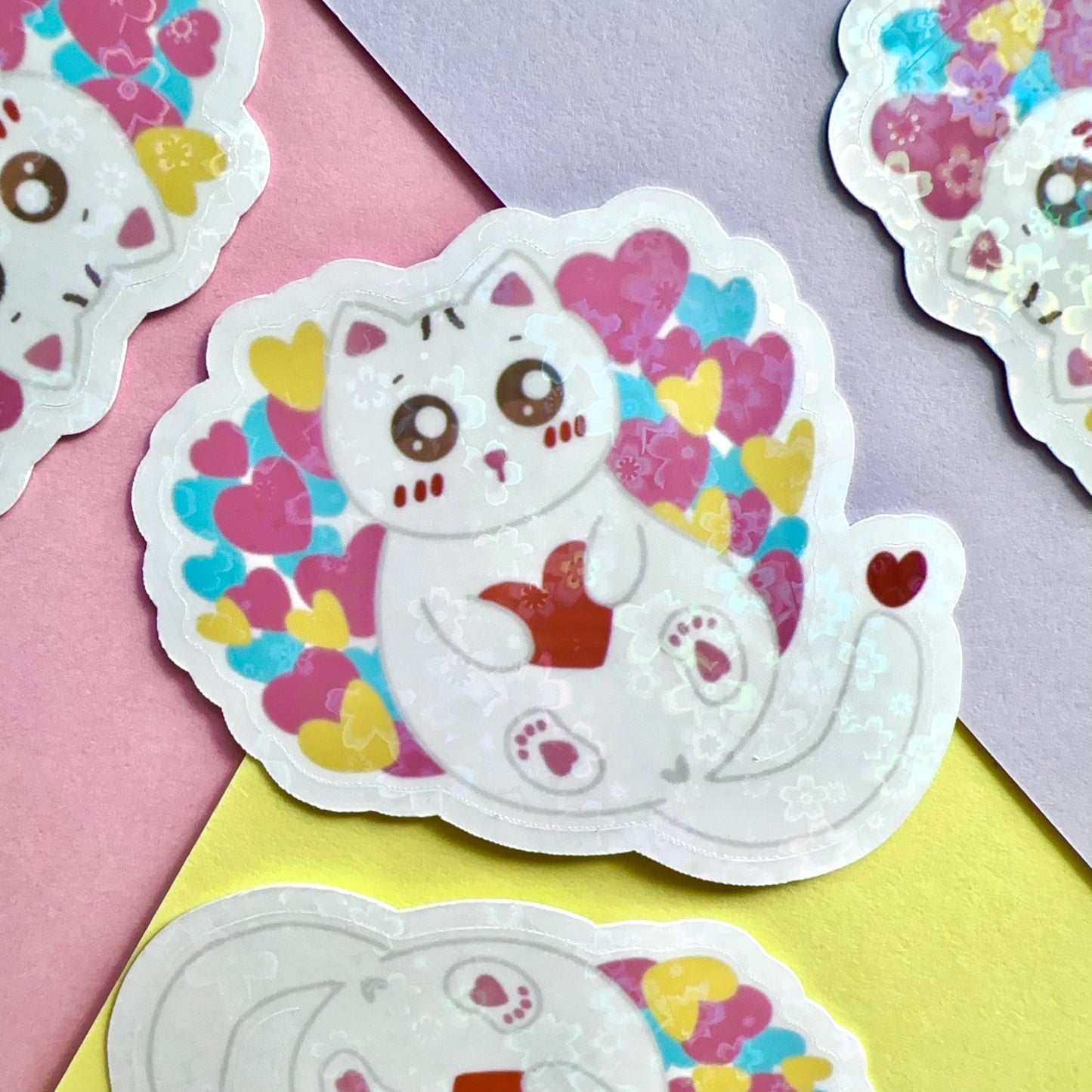 The Love Hugger | Cute Cat Sticker Flake | Laptop, Water Bottle Decal, Bullet Journal, Scrapbook, Planners, Animal Sticker