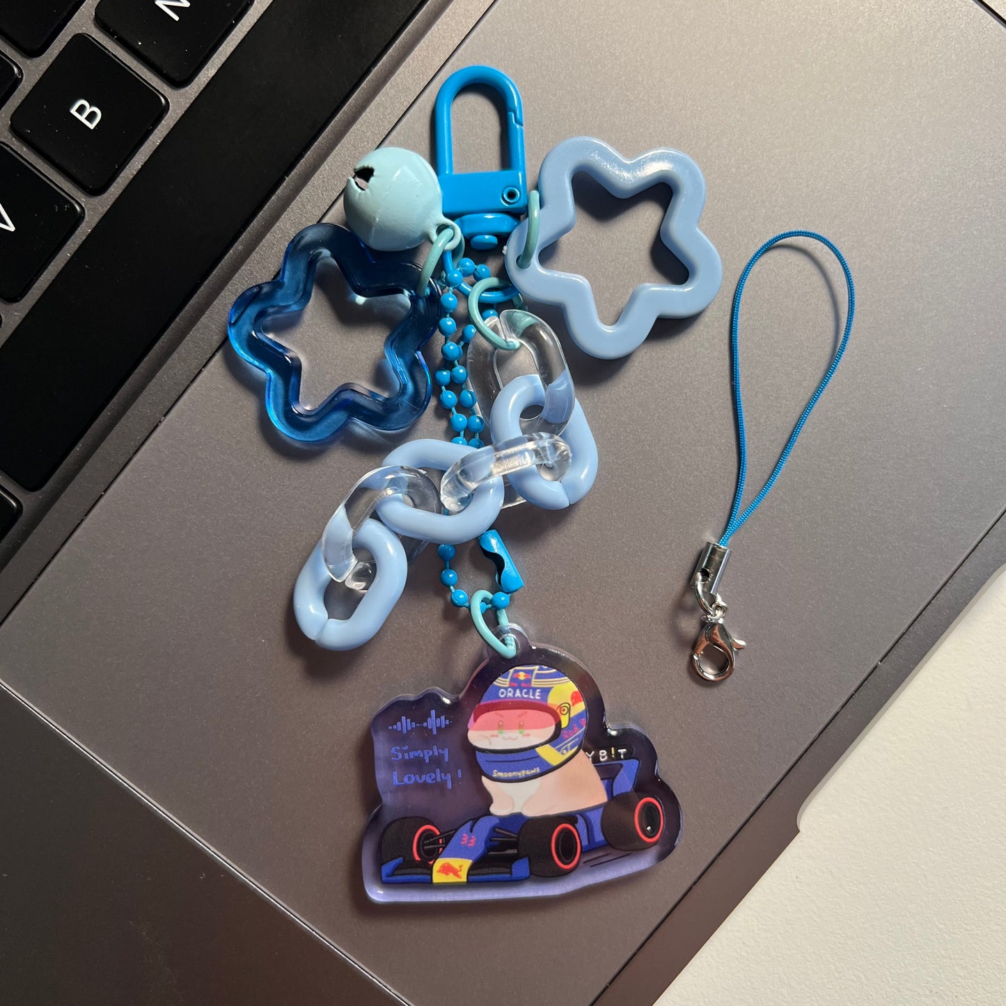 F1 Acrylic Keychain | Cute Cat Keychain | Kawaii acrylic charm, Aesthetic accessories, Double Sided, Formula One Keyring