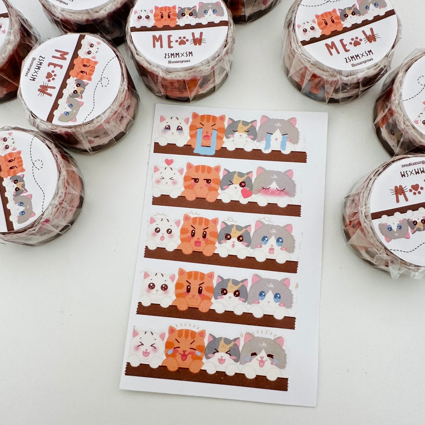 Meow | Japanese Washi Tape | Cat Washi | Cat Lover Gift | Scrapbooking, Journal Washi Tape, Planner, Decal Masking Tape