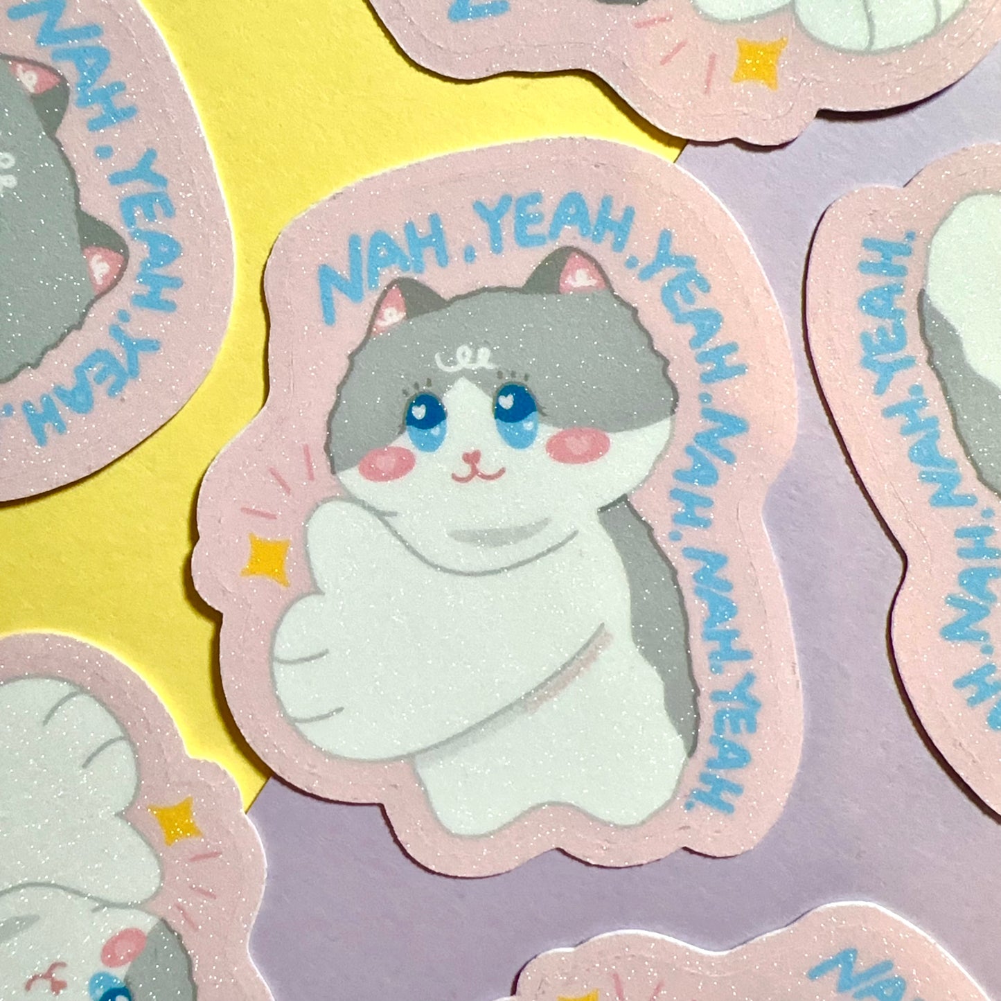 Yeah & Nah | Cute Cat Sticker Flake | Laptop, Water Bottle Decal, Bullet Journal, Scrapbook, Planners, Animal Sticker
