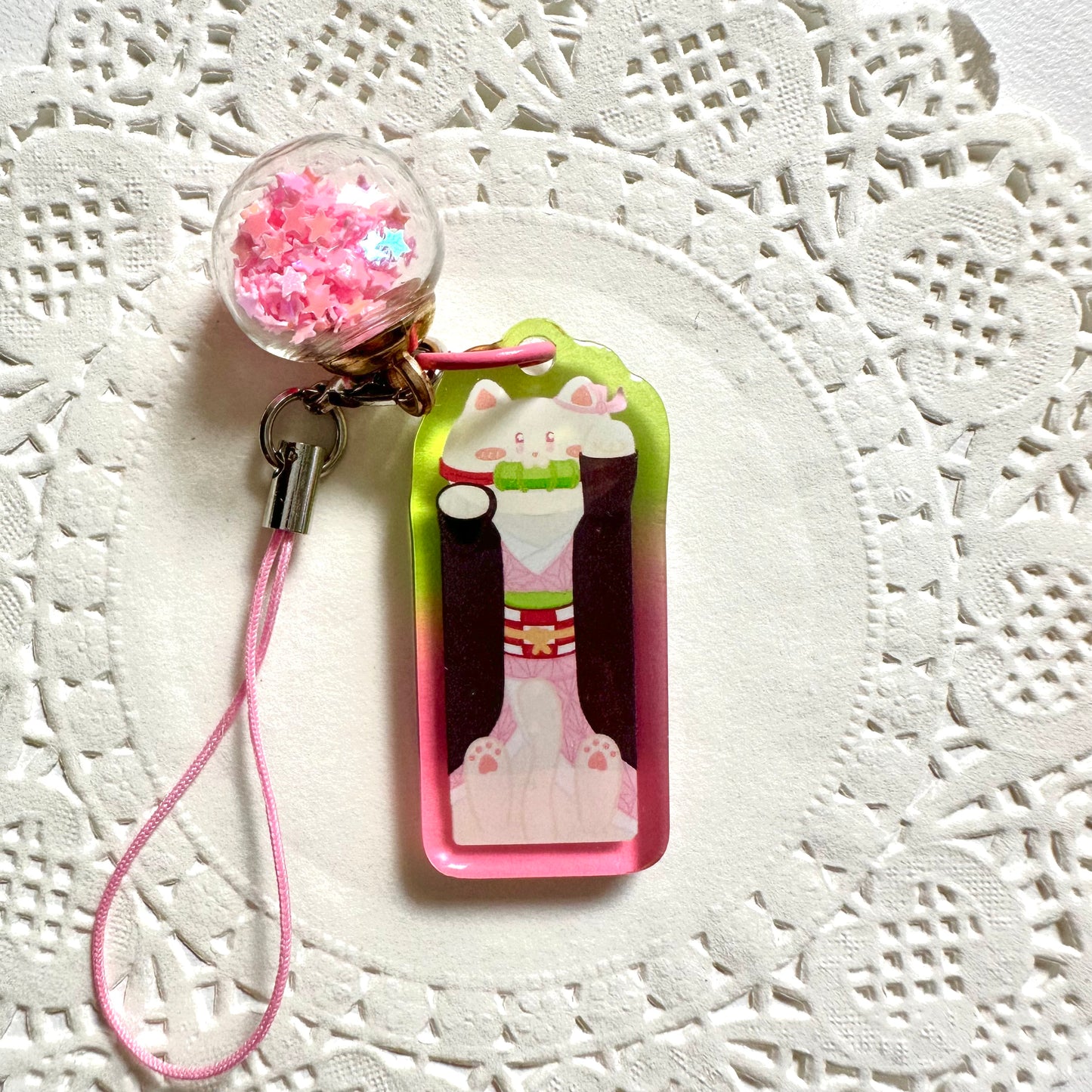 Cat-Shaped Acrylic Keychain | Cute Cat Keychain | Kawaii acrylic charm, Aesthetic accessories, Double Sided, Animal Keyring