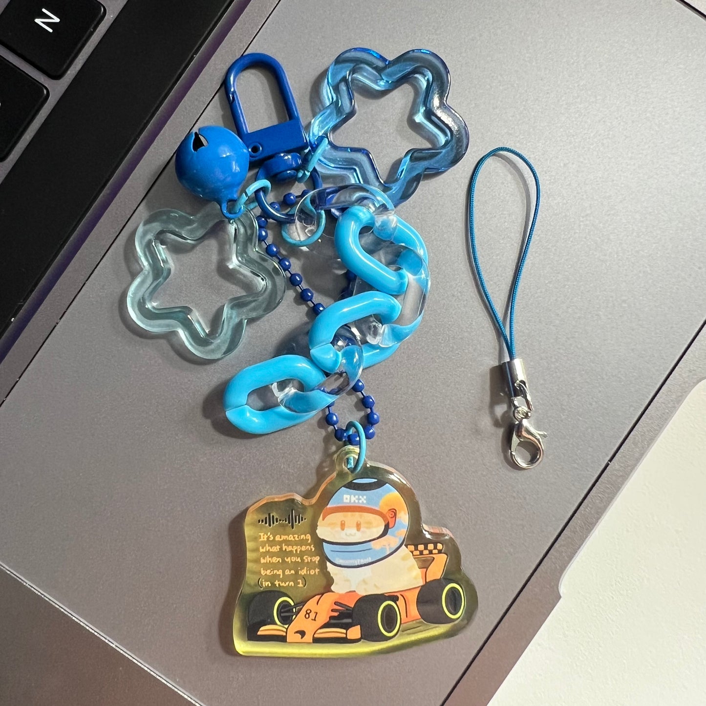 F1 Acrylic Keychain | Cute Cat Keychain | Kawaii acrylic charm, Aesthetic accessories, Double Sided, Formula One Keyring