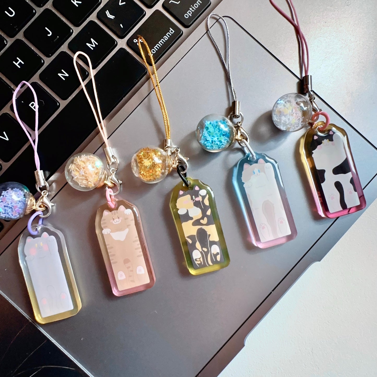 Cat-Shaped Acrylic Keychain | Cute Cat Keychain | Kawaii acrylic charm, Aesthetic accessories, Double Sided, Animal Keyring