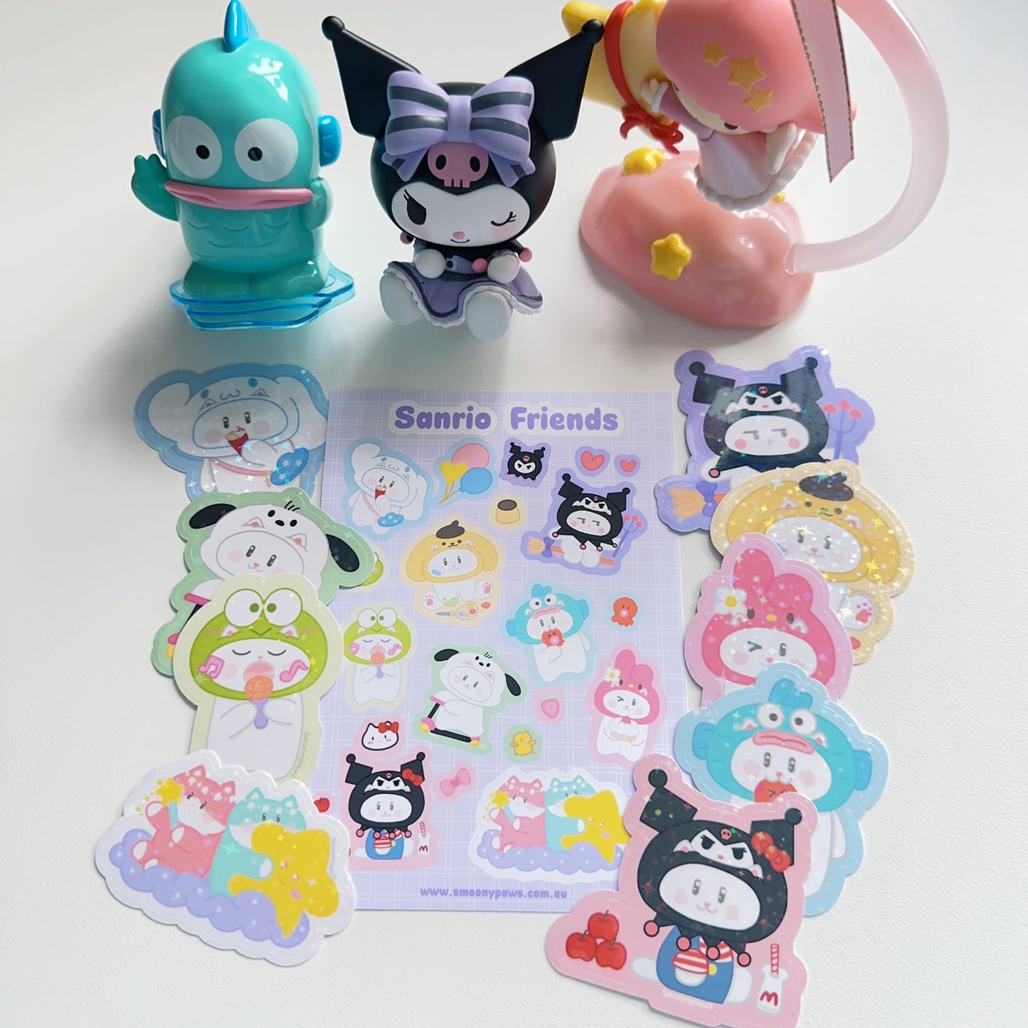 Sanrio | Cute Cat Sticker Sheet | Bullet Journal, Planner, Scrapbook, Water Bottle, Laptop Decal, Fan Art
