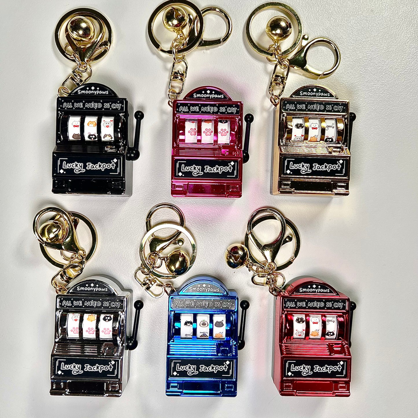 Lucky Cat Slot Machine Keychain, Mini Jackpot Spinner Charm, Cute Cat Lovers Gift, Gacha Keyring, Fun Collectible Accessory