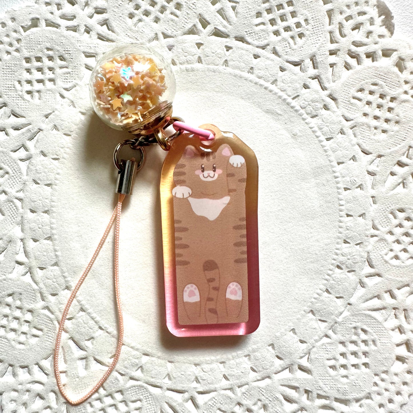 Cat-Shaped Acrylic Keychain | Cute Cat Keychain | Kawaii acrylic charm, Aesthetic accessories, Double Sided, Animal Keyring