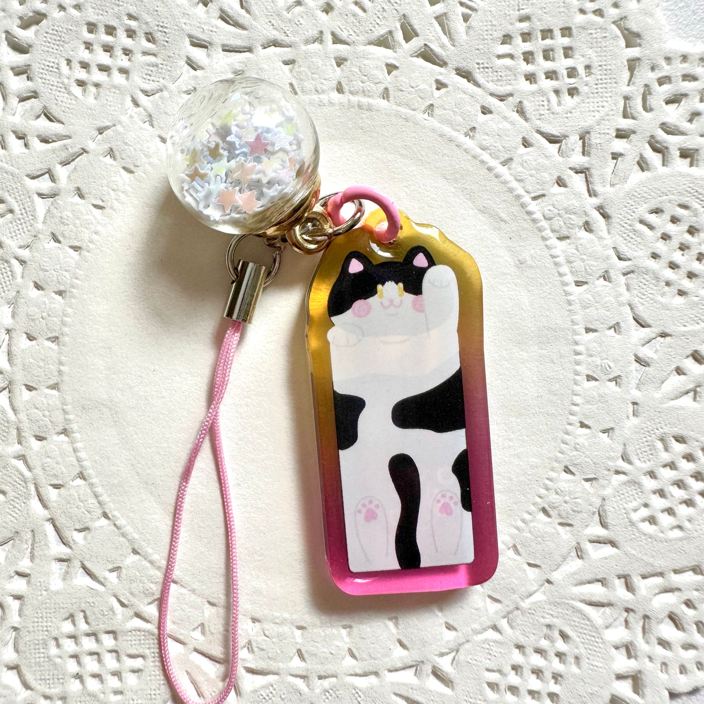 Cat-Shaped Acrylic Keychain | Cute Cat Keychain | Kawaii acrylic charm, Aesthetic accessories, Double Sided, Animal Keyring