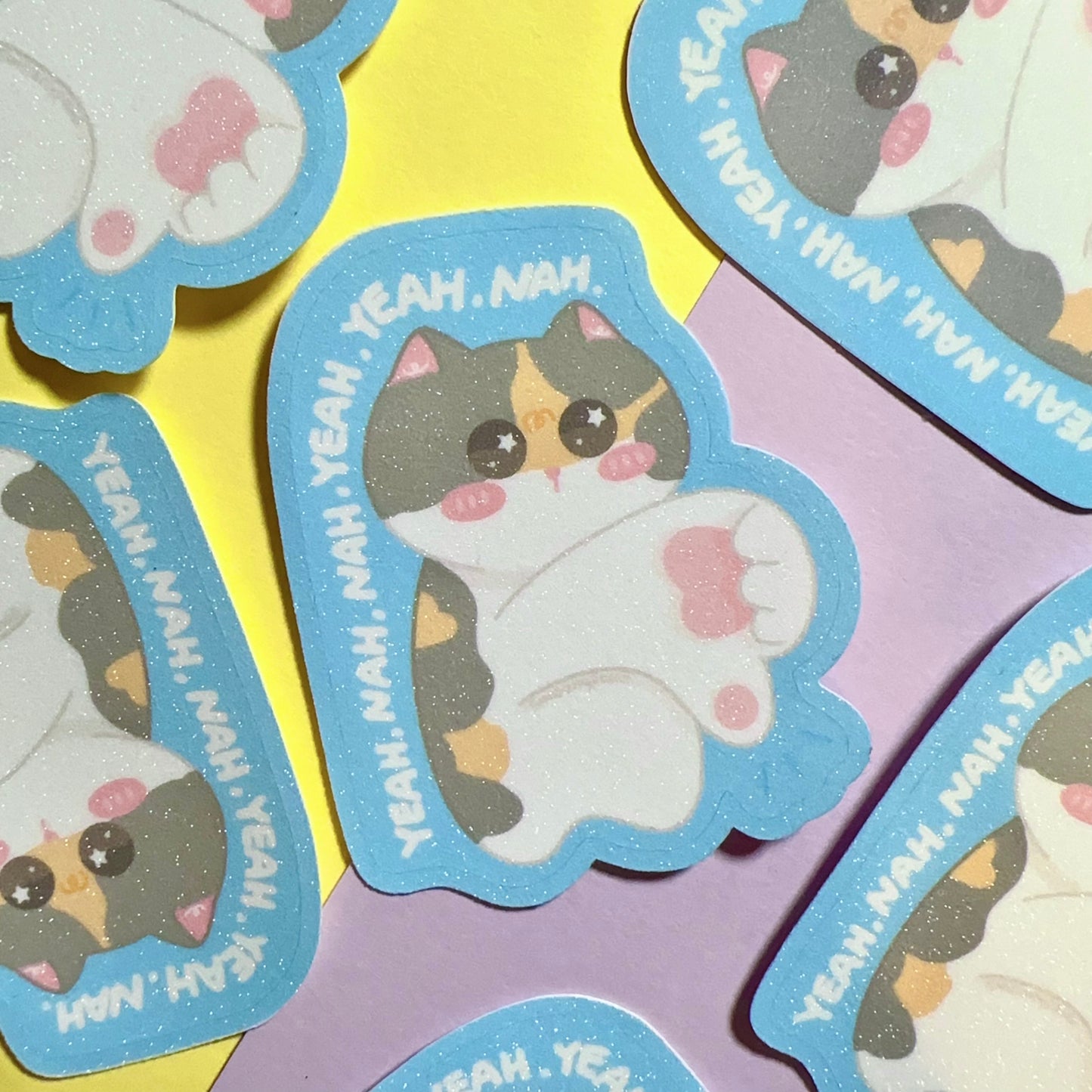 Yeah & Nah | Cute Cat Sticker Flake | Laptop, Water Bottle Decal, Bullet Journal, Scrapbook, Planners, Animal Sticker