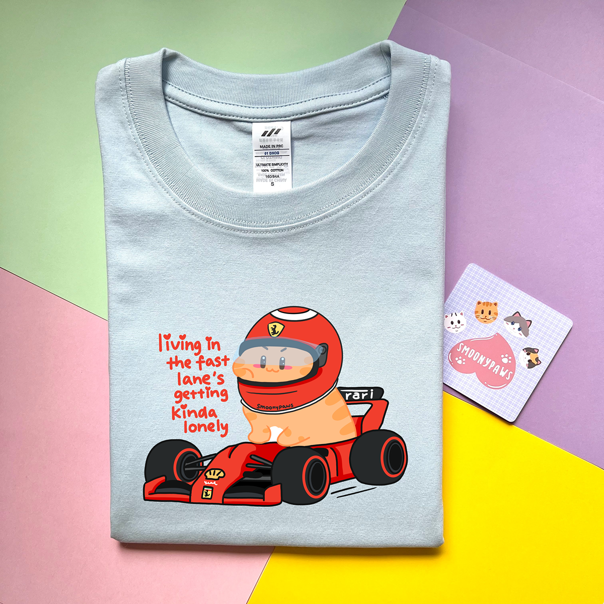 Ferrari Unisex F1 Cat T-shirt, Cute Formula 1 Racing Shirt, Funny Motorsport Tee, Perfect Gift for Cat Lovers, F1 Lover Ferrari Fan Gift