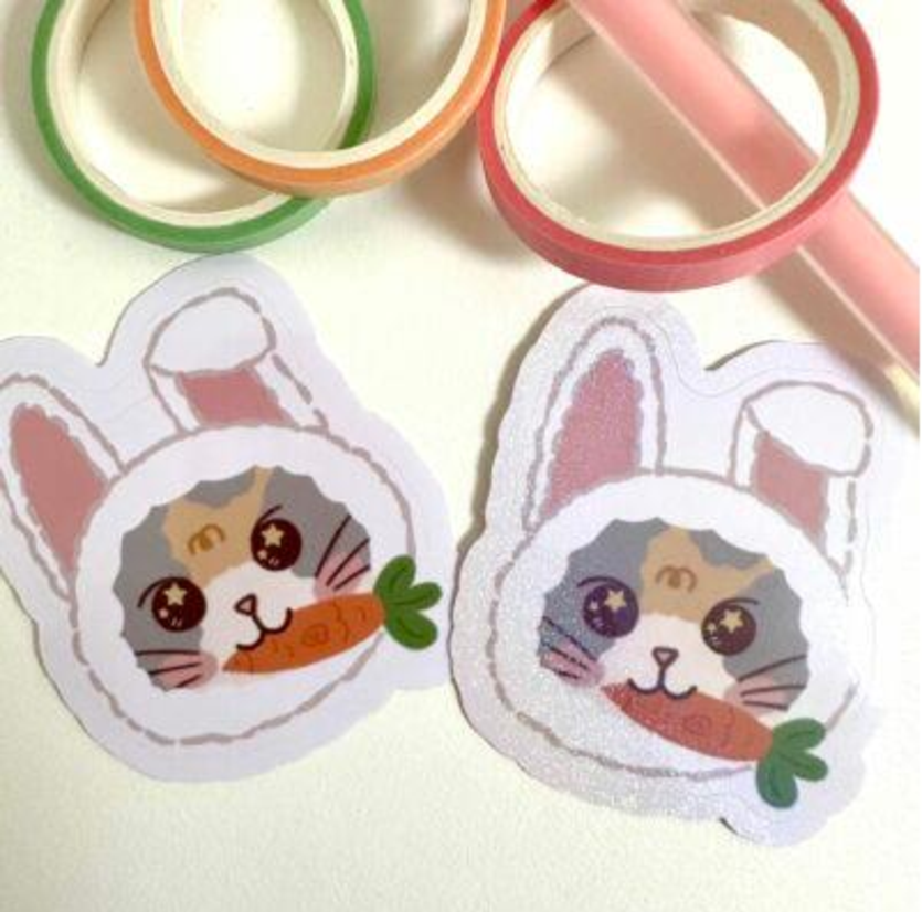 Rabbit | Cute Cat Sticker Flake | Laptop, Water Bottle Decal, Bullet Journal, Scrapbook, Planners, Animal Sticker