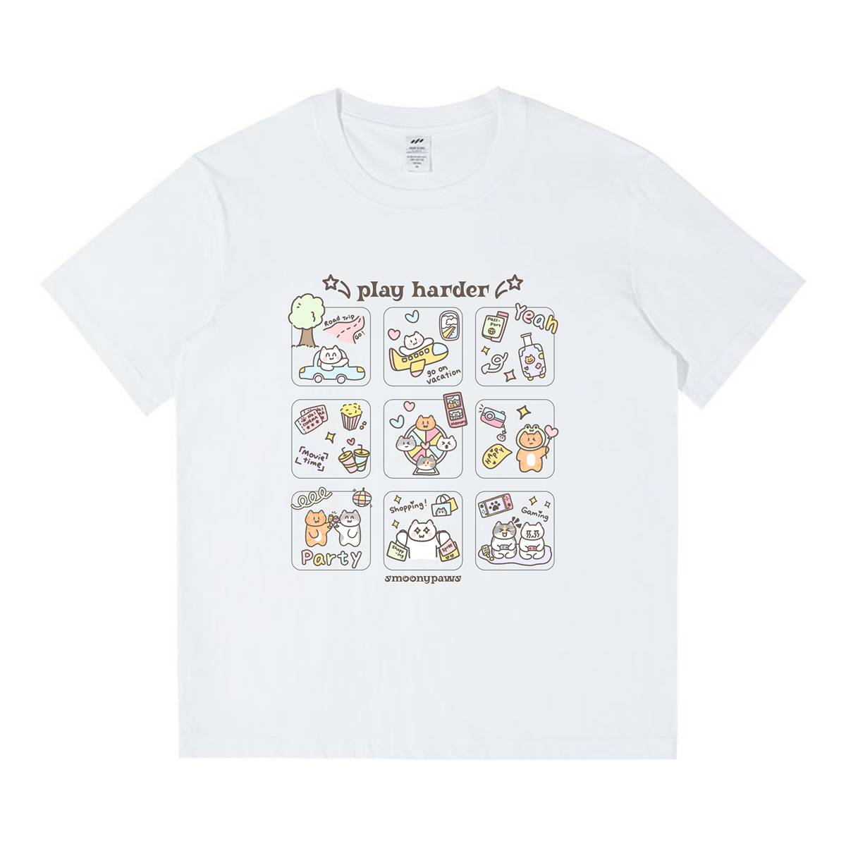 Play Hard Unisex Funny Cute Graphic Cat Meme T-shirt, Unhinged Cozy Style Shirt, Perfect Gift for Cat Lovers, Funny Cat Lover Shirt