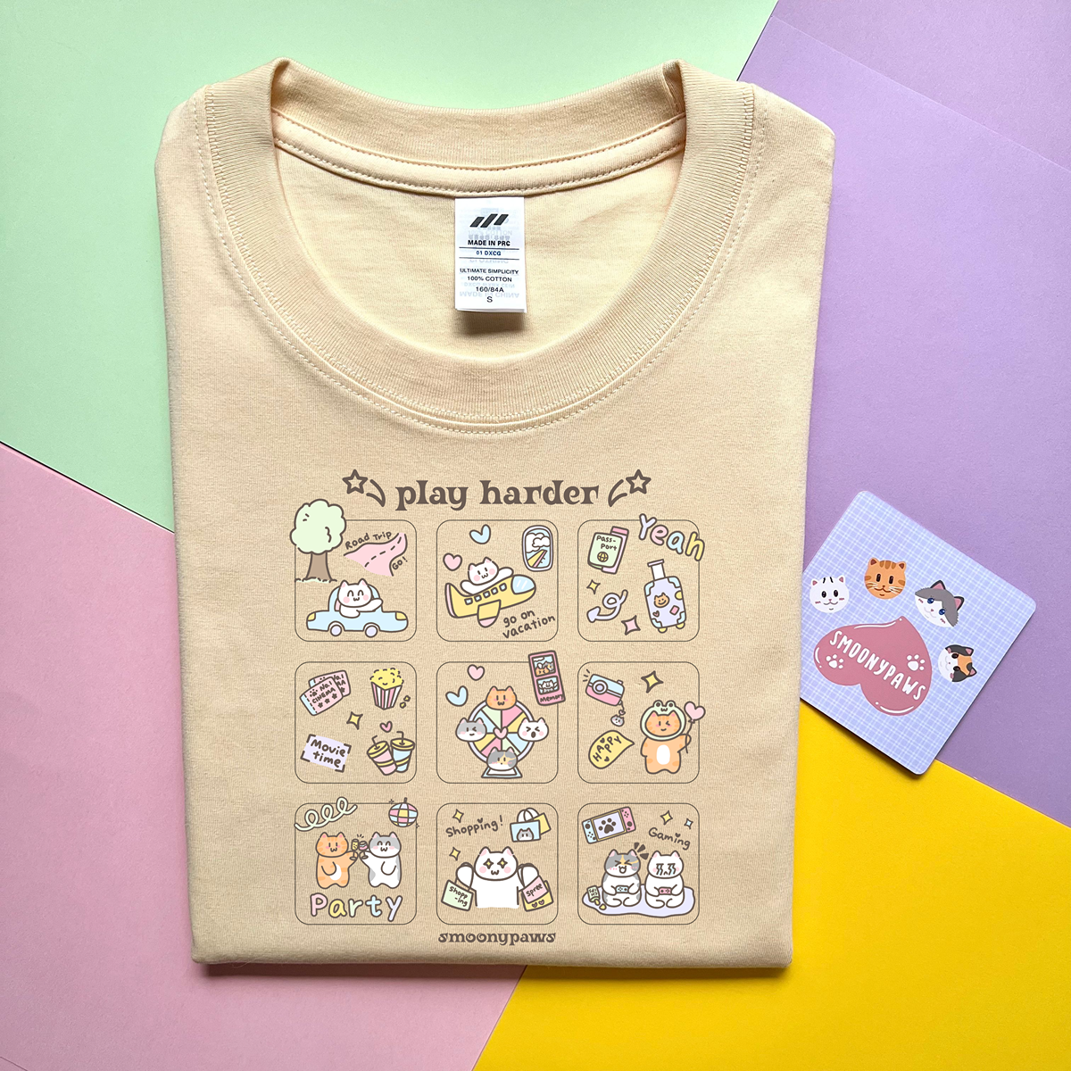 Play Hard Unisex Funny Cute Graphic Cat Meme T-shirt, Unhinged Cozy Style Shirt, Perfect Gift for Cat Lovers, Funny Cat Lover Shirt
