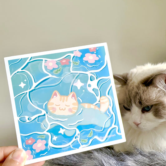 Chilling Day Cute Cat Art Print