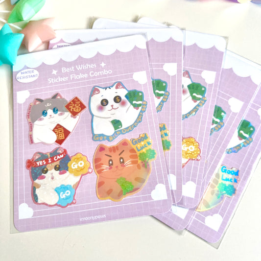 4 IN 1 Cute Cat Sticker Flake