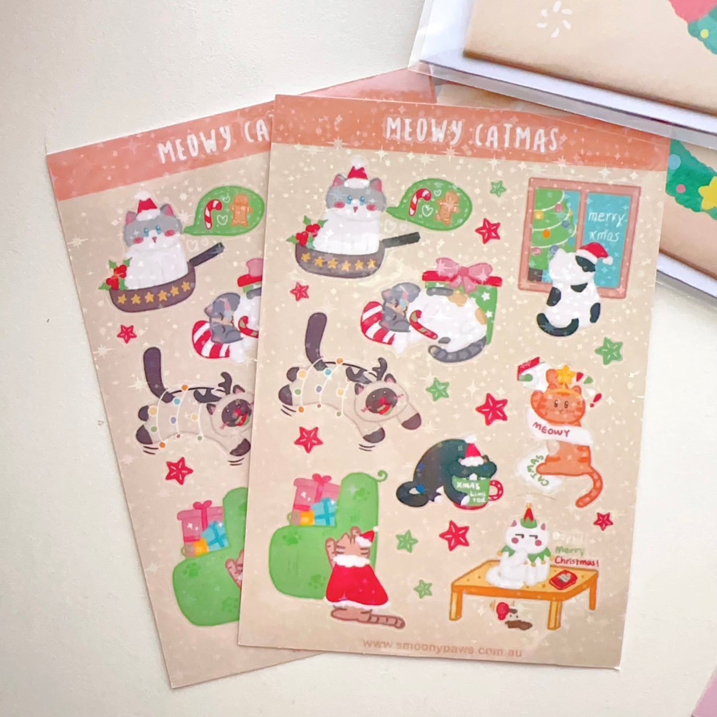 Meowy Catmas Cute Cat Sticker Sheet