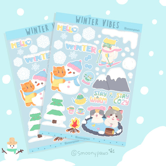 Autumn Vibes | Cute Cat Sticker Sheet | Bullet Journal, Planner, Scrapbook, Water Bottle, Laptop Decal, Animal Stickers