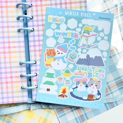 Autumn Vibes | Cute Cat Sticker Sheet | Bullet Journal, Planner, Scrapbook, Water Bottle, Laptop Decal, Animal Stickers