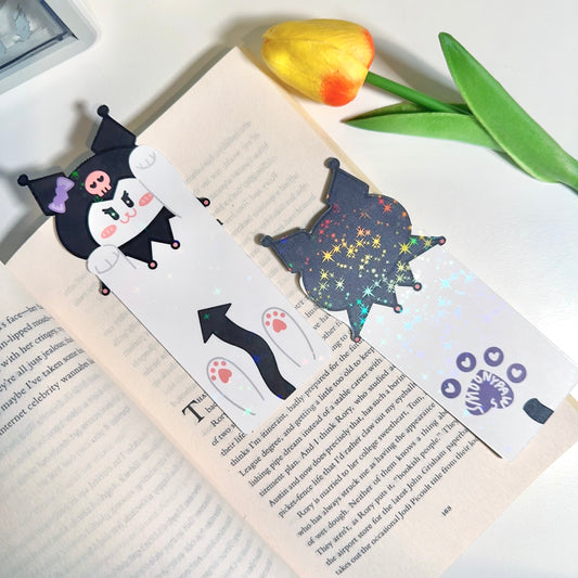 Cat-shaped Bookmark - Sanrio Kuromi | Manga Bookmark | Handmade Double-Sided | Book Lovers | Reading Accessories