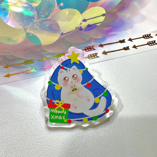 Cozy Meowy Xmas Acrylic Epoxy Pin