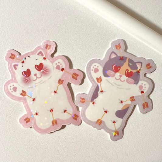 Crazy in Love | Cute Cat Sticker Flake | Laptop, Water Bottle Decal, Bullet Journal, Scrapbook, Planners, Animal Sticker