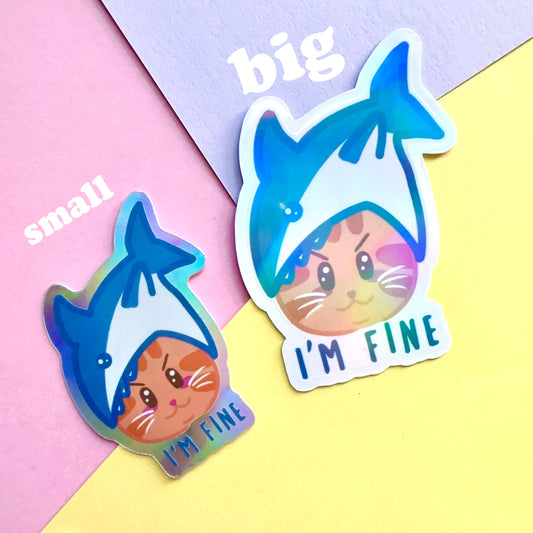 I'm Fine | Cute Cat Sticker Flake | Laptop, Water Bottle Decal, Bullet Journal, Scrapbook, Planners, Animal Sticker