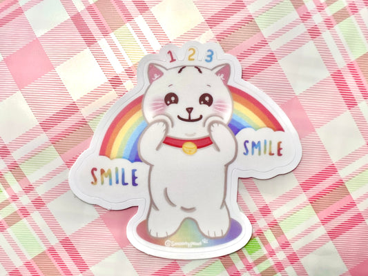 Just Smile | Cute Cat Sticker Flake | Laptop, Water Bottle Decal, Bullet Journal, Scrapbook, Planners, Animal Sticker