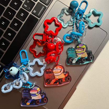 F1 Acrylic Keychain | Cute Cat Keychain | Kawaii acrylic charm, Aesthetic accessories, Double Sided, Formula One Keyring