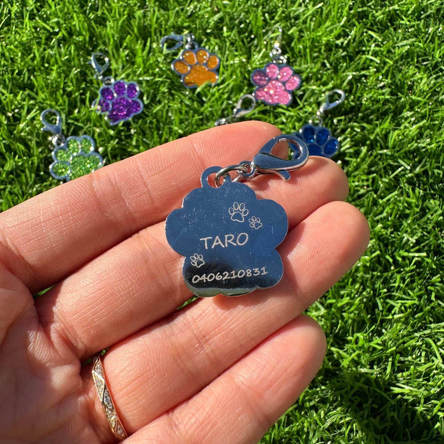 Cute Personalised Engraved Paw-Shaped Tag | Custom Cat/Dog Lover Gift | Pet ID Tag | Dog Collar, Cat Collar Tag