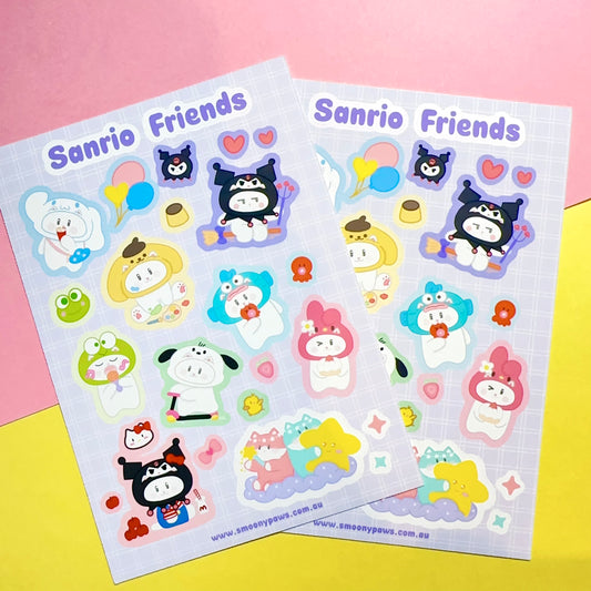 Sanrio | Cute Cat Sticker Sheet | Bullet Journal, Planner, Scrapbook, Water Bottle, Laptop Decal, Fan Art