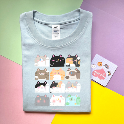 12 Cats Unisex T-shirt, Adorable Kitty Faces, Cute Kawaii Cat Lover Tee, Cat Mom Day Shirt, Perfect Gift for Cat Lovers