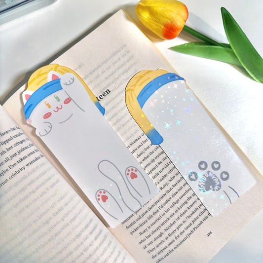 Cat-shaped Bookmark - Girl with a Pearl Earring | Handmade Double-Sided | Book Lovers | Reading Accessories