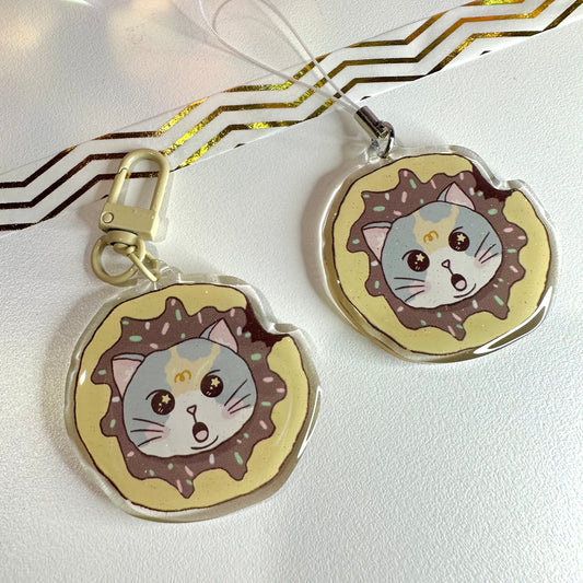 Donut Cute Glitter Cat acrylic keychain