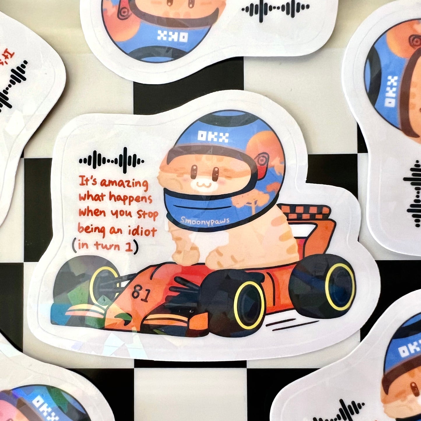 F1 Series | Cute Cat Sticker Flake | Laptop, Water Bottle Decal, Bullet Journal, Scrapbook, Planners, Animal Sticker