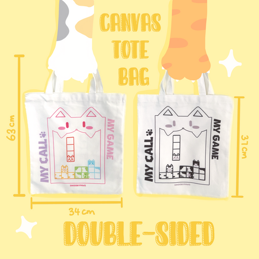 Tetris Cute Cat Canvas Tote Bag