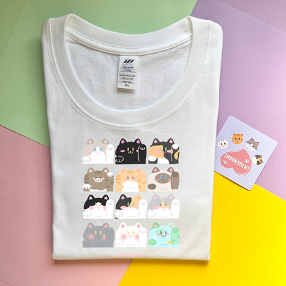 12 Cats Unisex T-shirt, Adorable Kitty Faces, Cute Kawaii Cat Lover Tee, Cat Mom Day Shirt, Perfect Gift for Cat Lovers