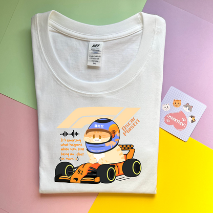Oscar Piastri Unisex F1 Cat T-shirt, Cute Mclaren Racing Shirt, Funny Motorsport Tee, Perfect Gift for Cat Lovers, F1 Lovers Gift