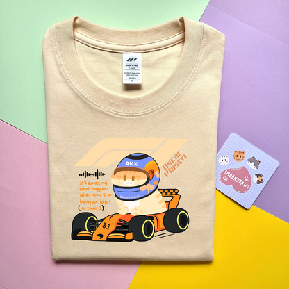 Oscar Piastri Unisex F1 Cat T-shirt, Cute Mclaren Racing Shirt, Funny Motorsport Tee, Perfect Gift for Cat Lovers, F1 Lovers Gift